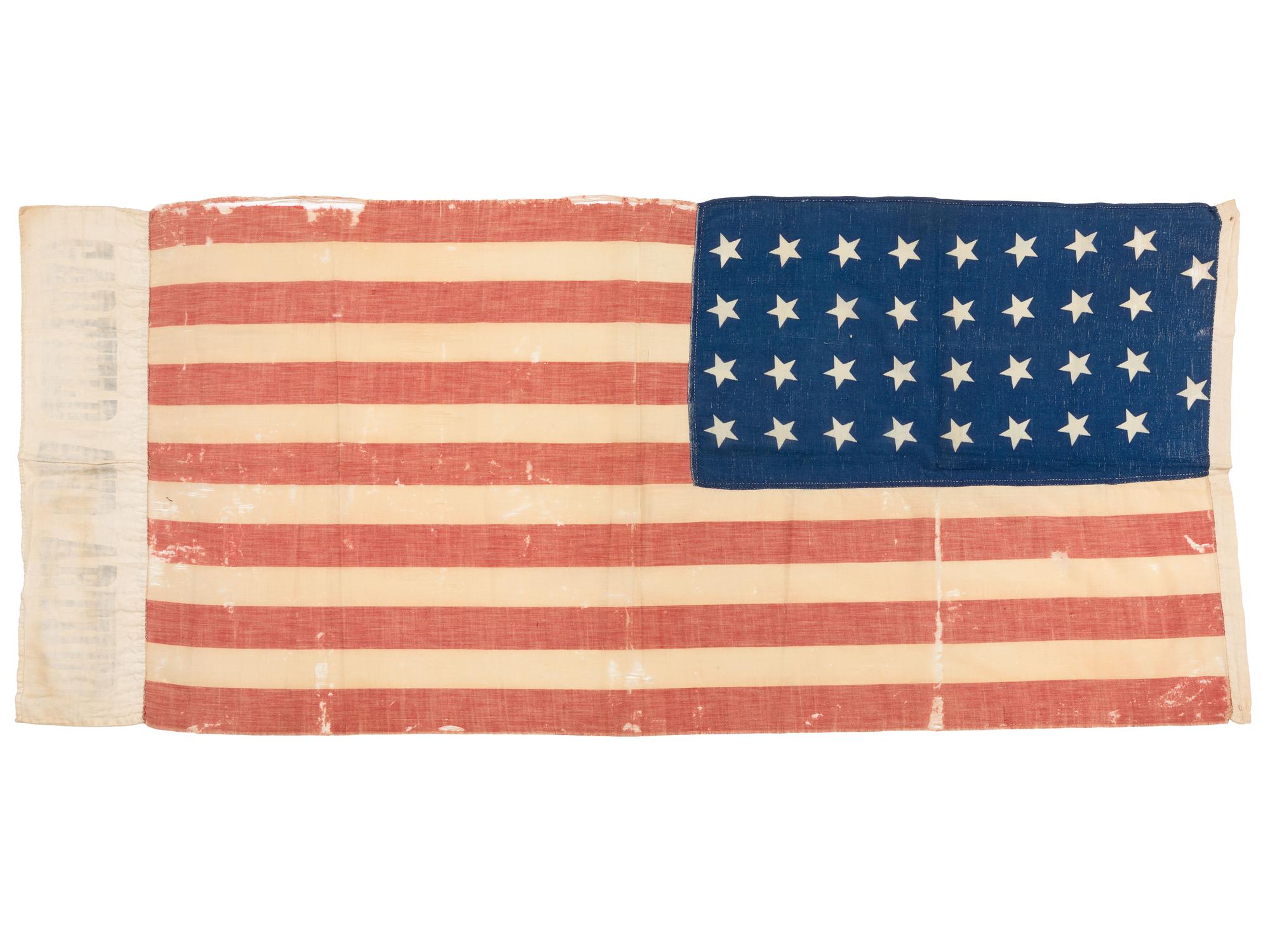 [FLAGS-POLITICS]. 34-star "Garfield and Arthur" campaign flag. Ca 1880.