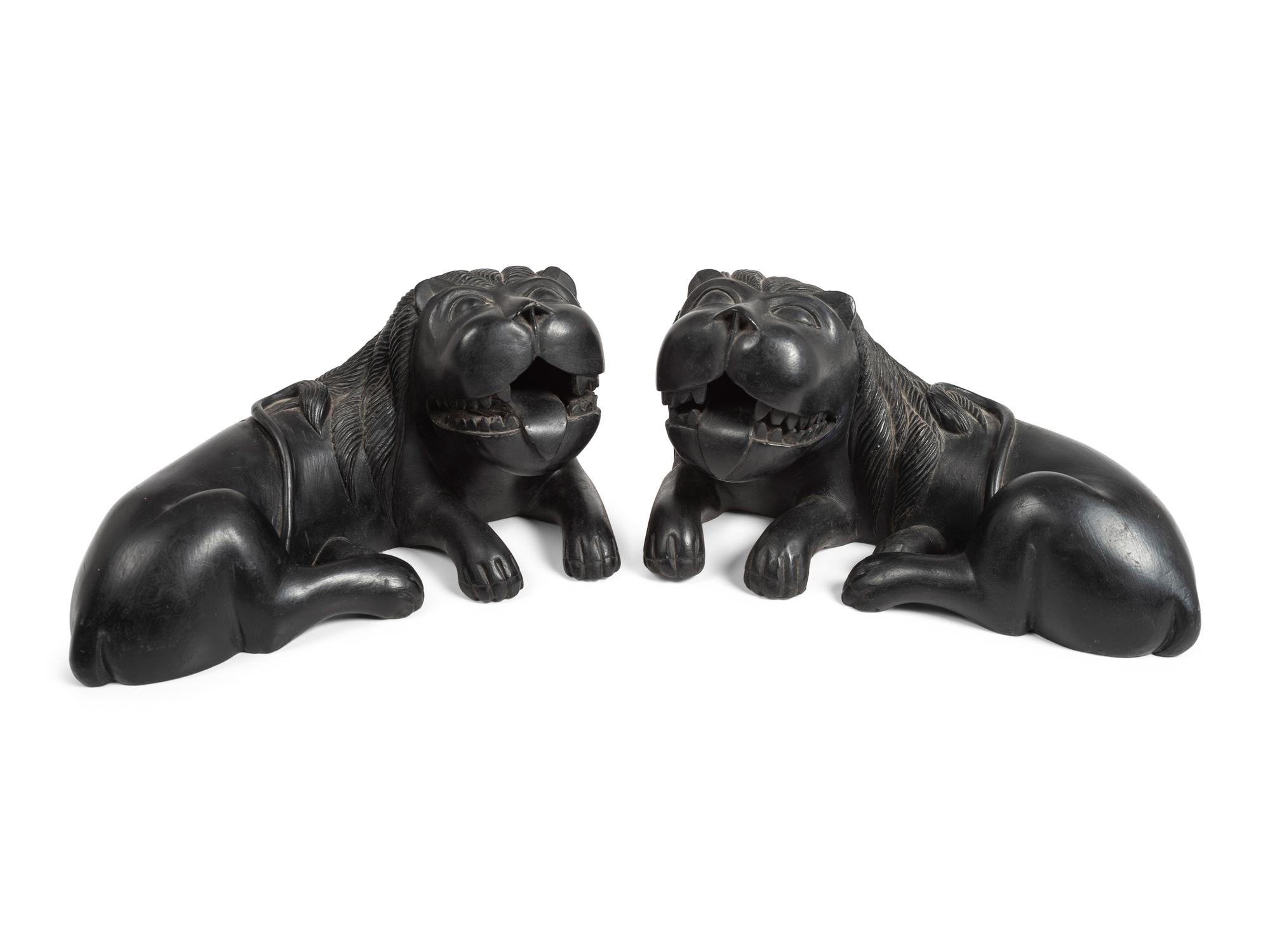 Pair of Northwest Coast-style Molded Lion Bookends