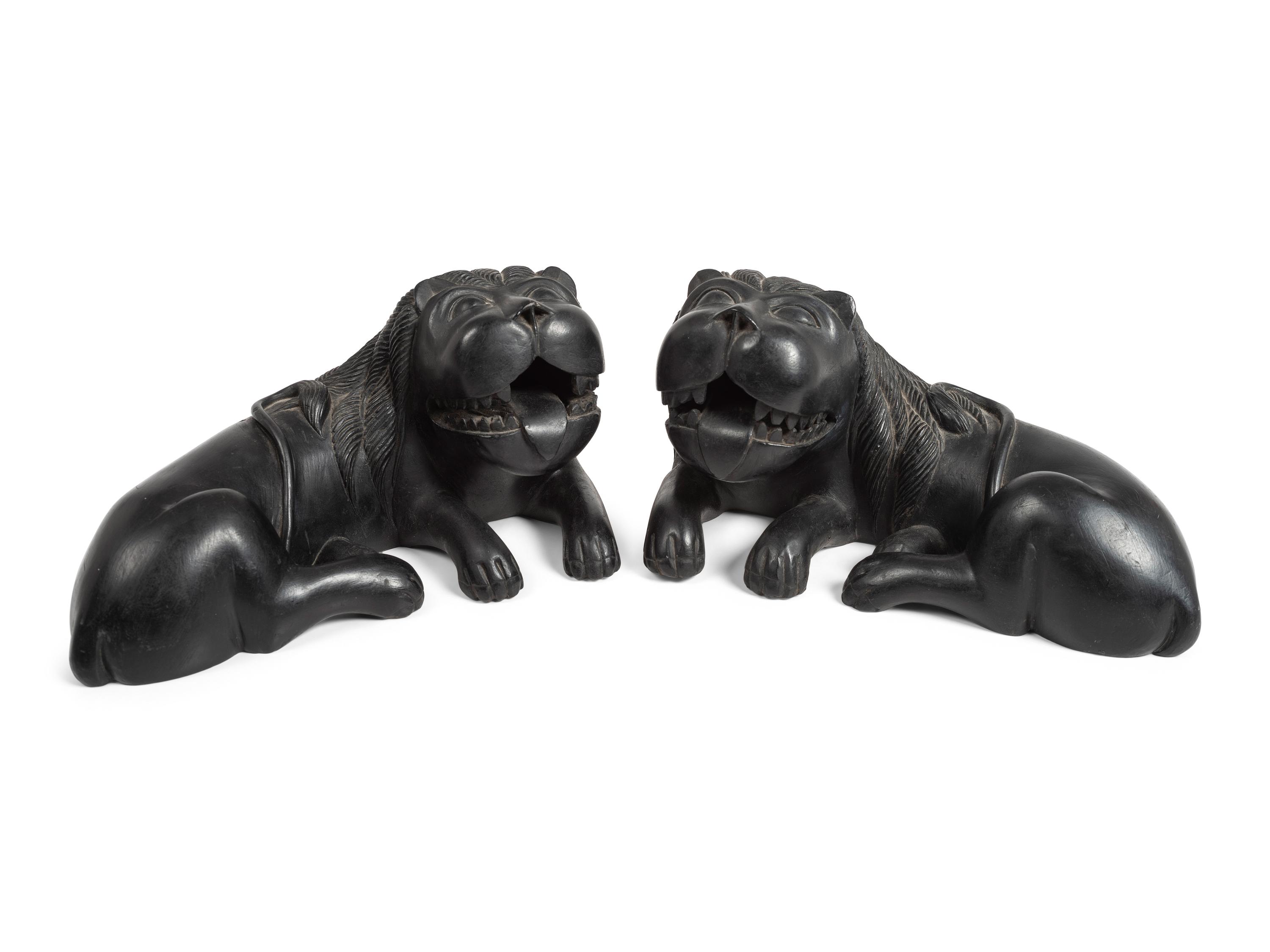 Pair of Northwest Coast-style Molded Lion Bookends