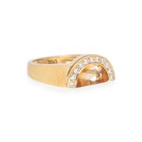 MOVADO, YELLOW GOLD, CITRINE AND DIAMOND RING AND EARCLIPS