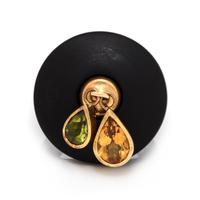 A Yellow Gold, Multigem and Resin Ring, 5.00 dwts.