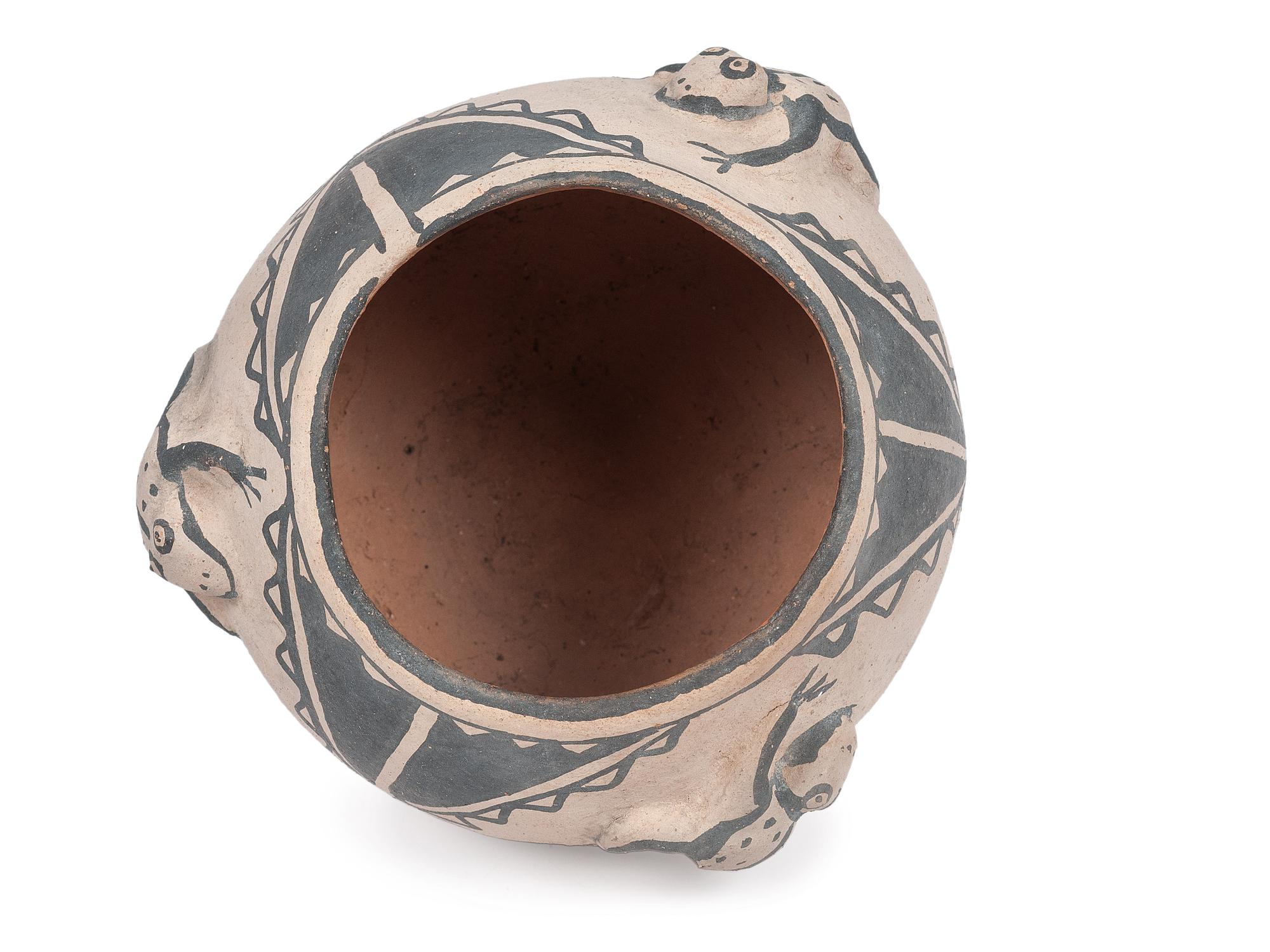 Cochiti Jar, with Relief Carved Frogs