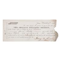 [Chicago Fire]. A large archive of letters, documents, tokens, and ephemera related to the Great Fire.