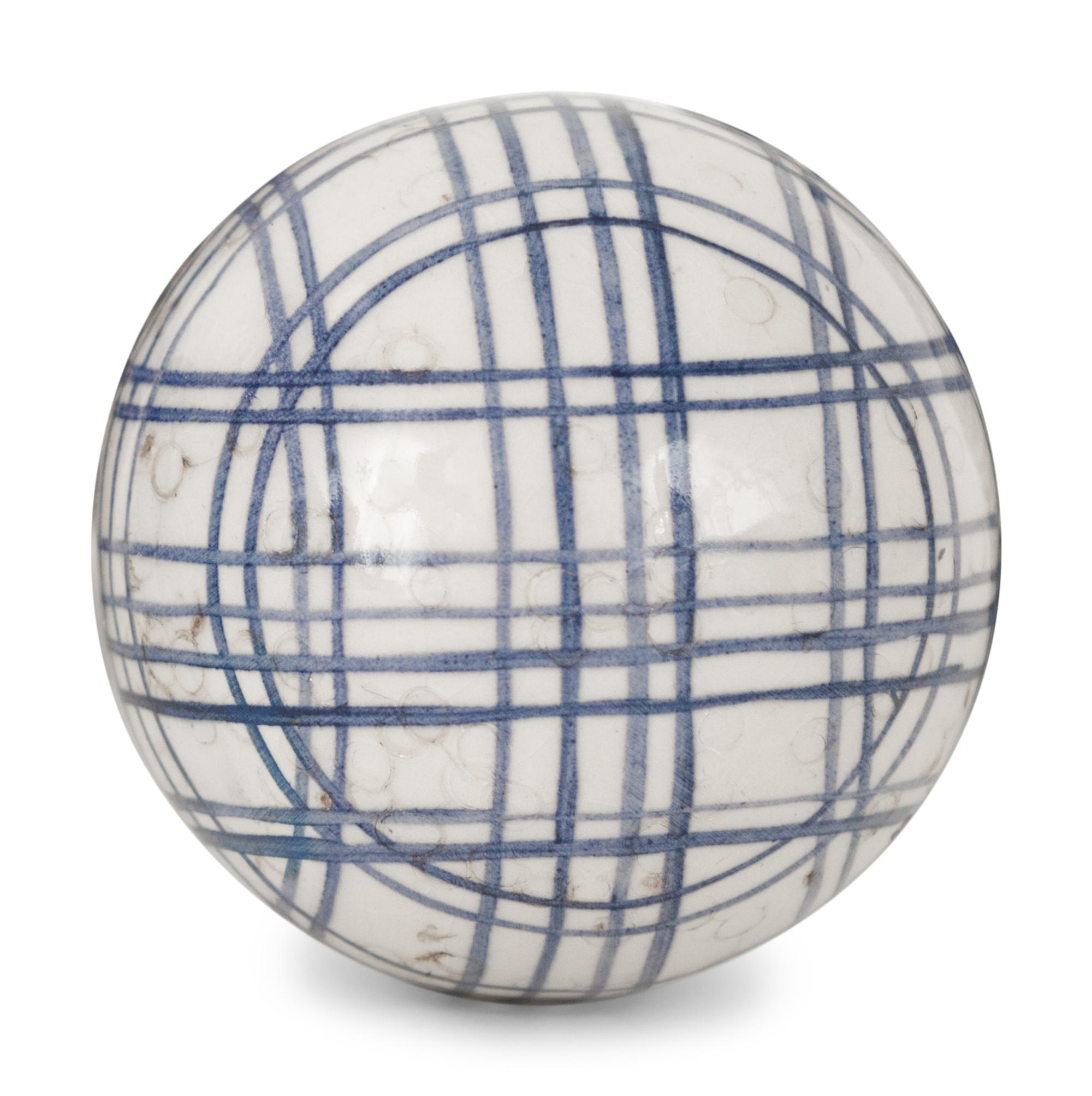 A Group of Seven Victorian Blue and White Ceramic Carpet Balls