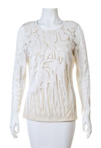 A Naeem Khan Cream Cashmere Beaded Sweater, Size medium.