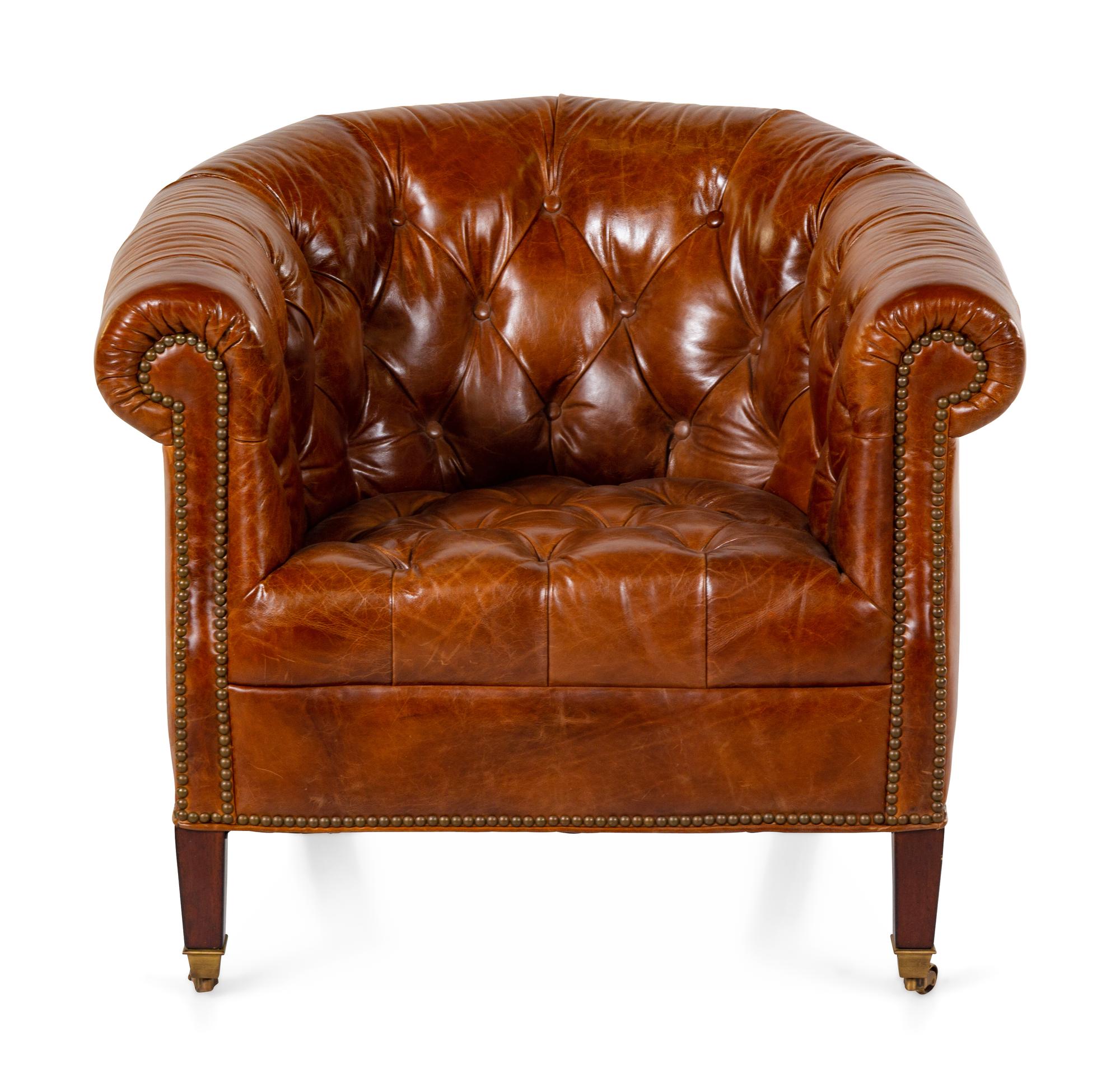 A Tufted Leather-Upholstered Club Chair