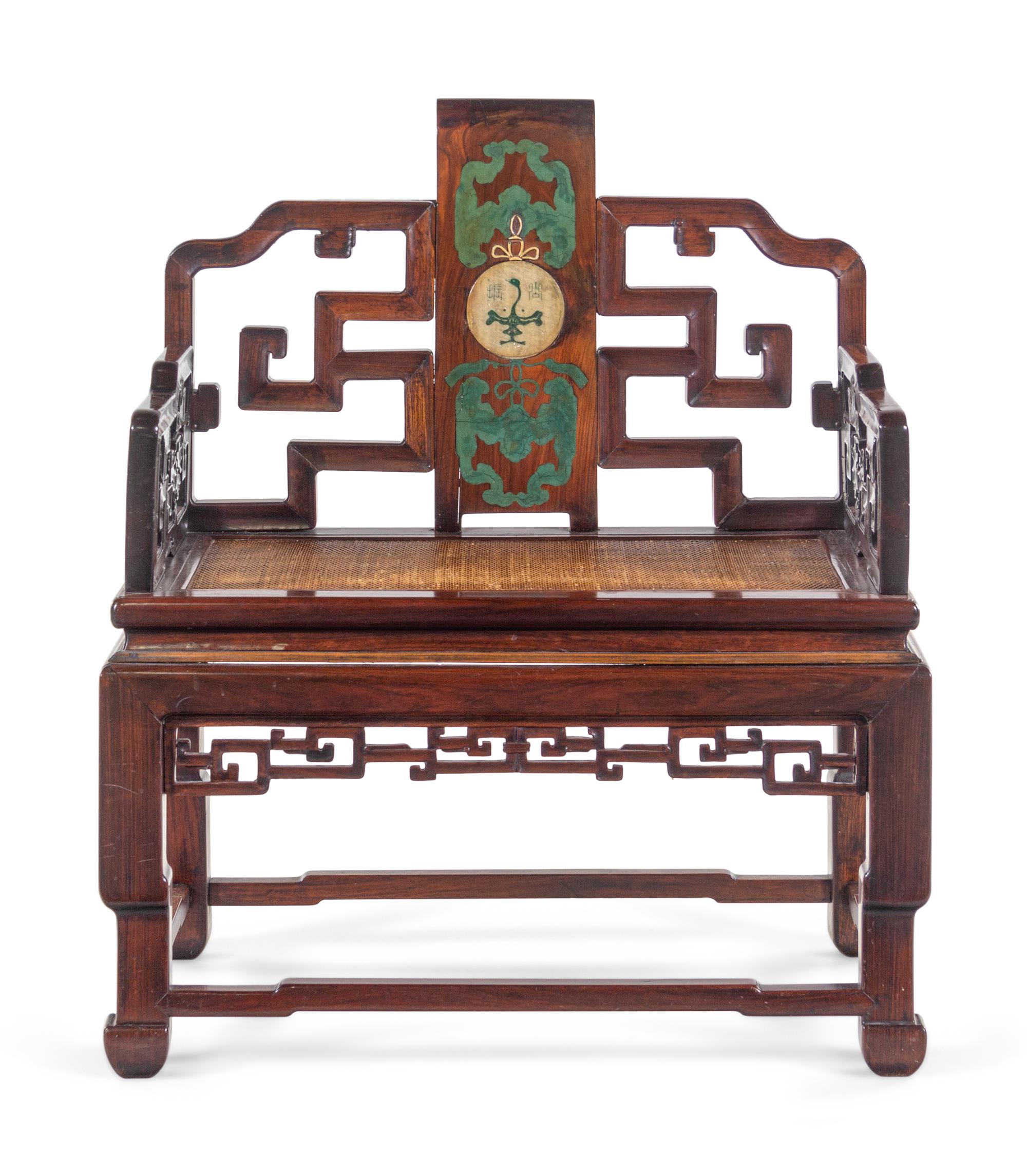 A Hardstone Inset Hardwood Armchair