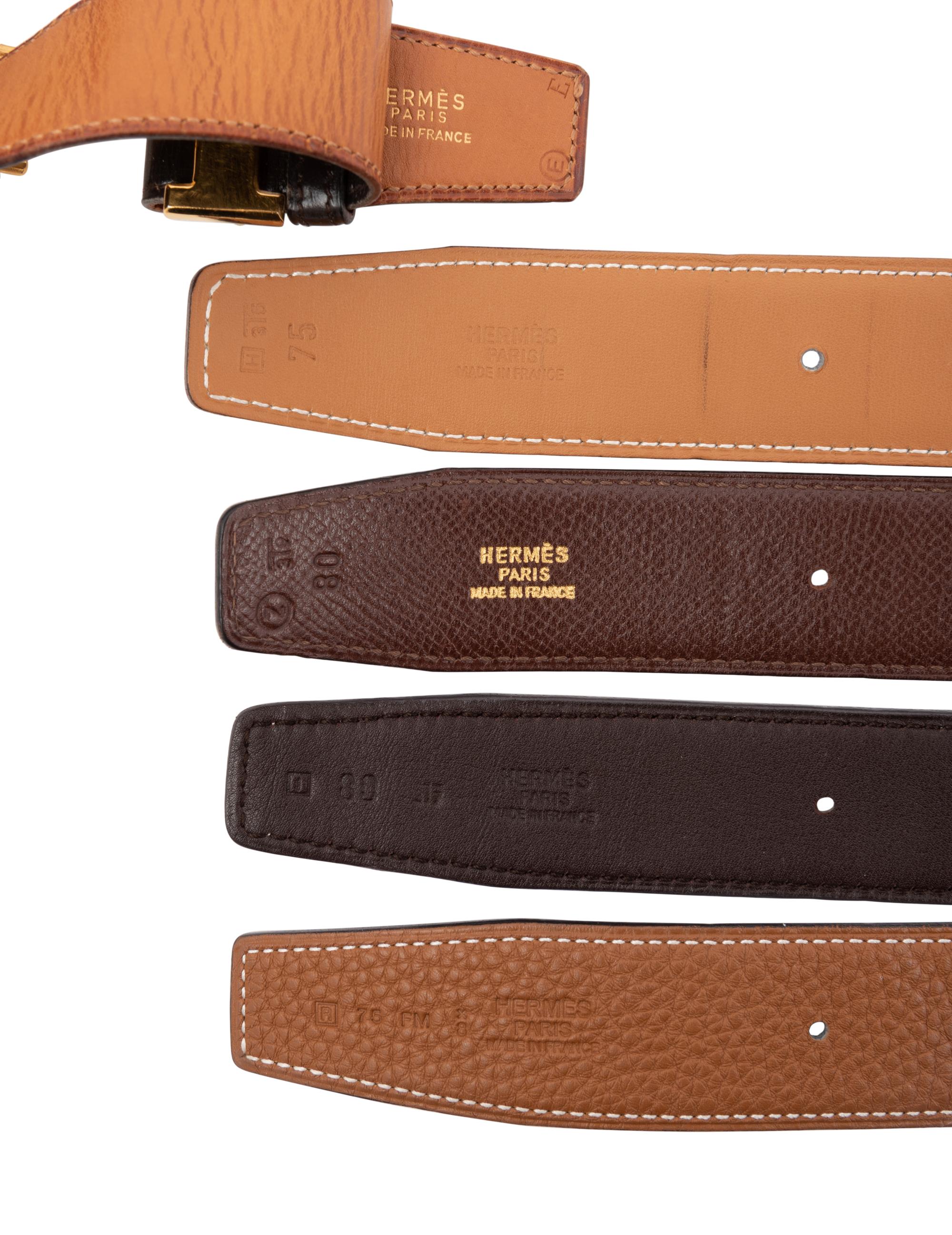 Five Hermès Belts and Three Buckles, 1975-2014