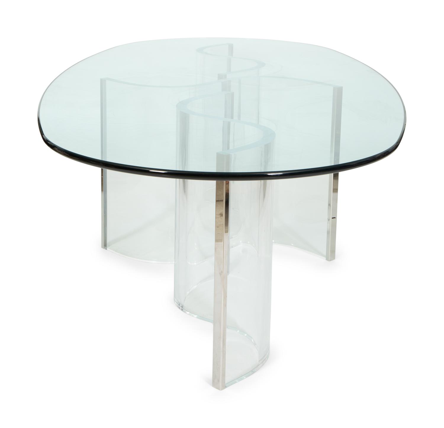 A Contemporary Acrylic and Glass Dining Table