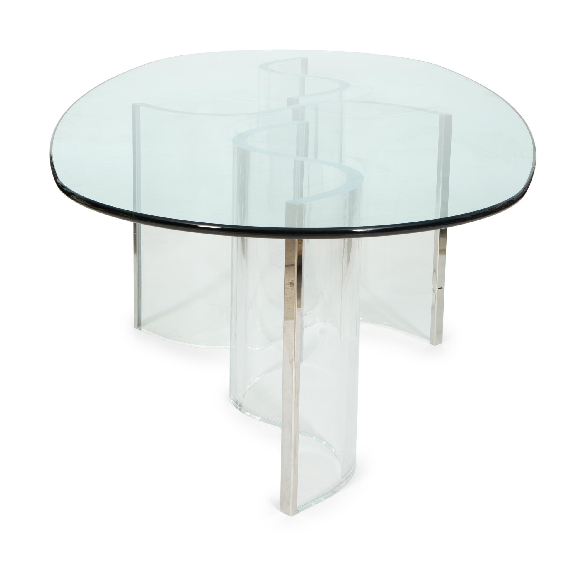 A Contemporary Acrylic and Glass Dining Table