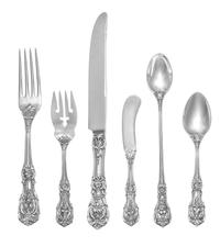 An American Silver Flatware Service, Reed & Barton, Taunton, MA, Francis I pattern, comprising: 12 dinner knives 12 dinner forks 12 sal