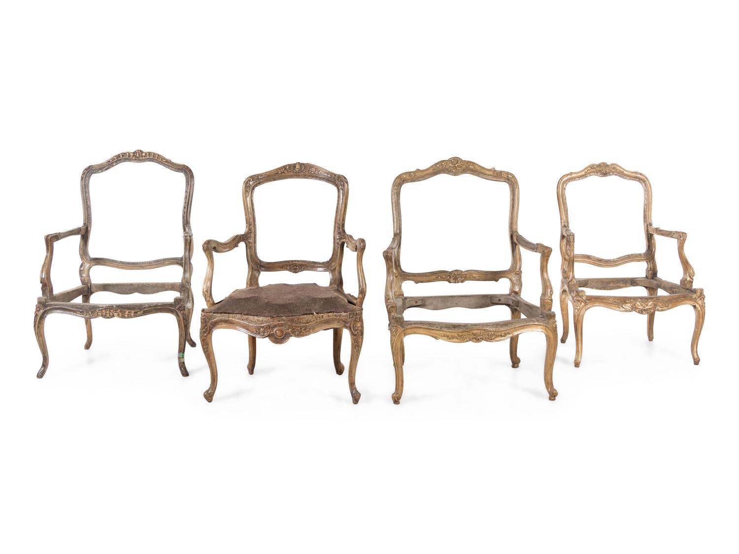 Four Louis XV Style Fauteuil Frames