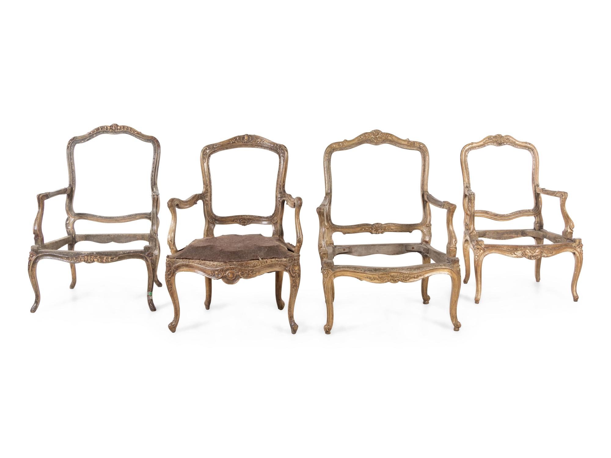 Four Louis XV Style Fauteuil Frames