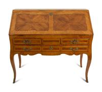 A Louis XV Style Inlaid Walnut Slant Front Desk — 19TH CENTURY