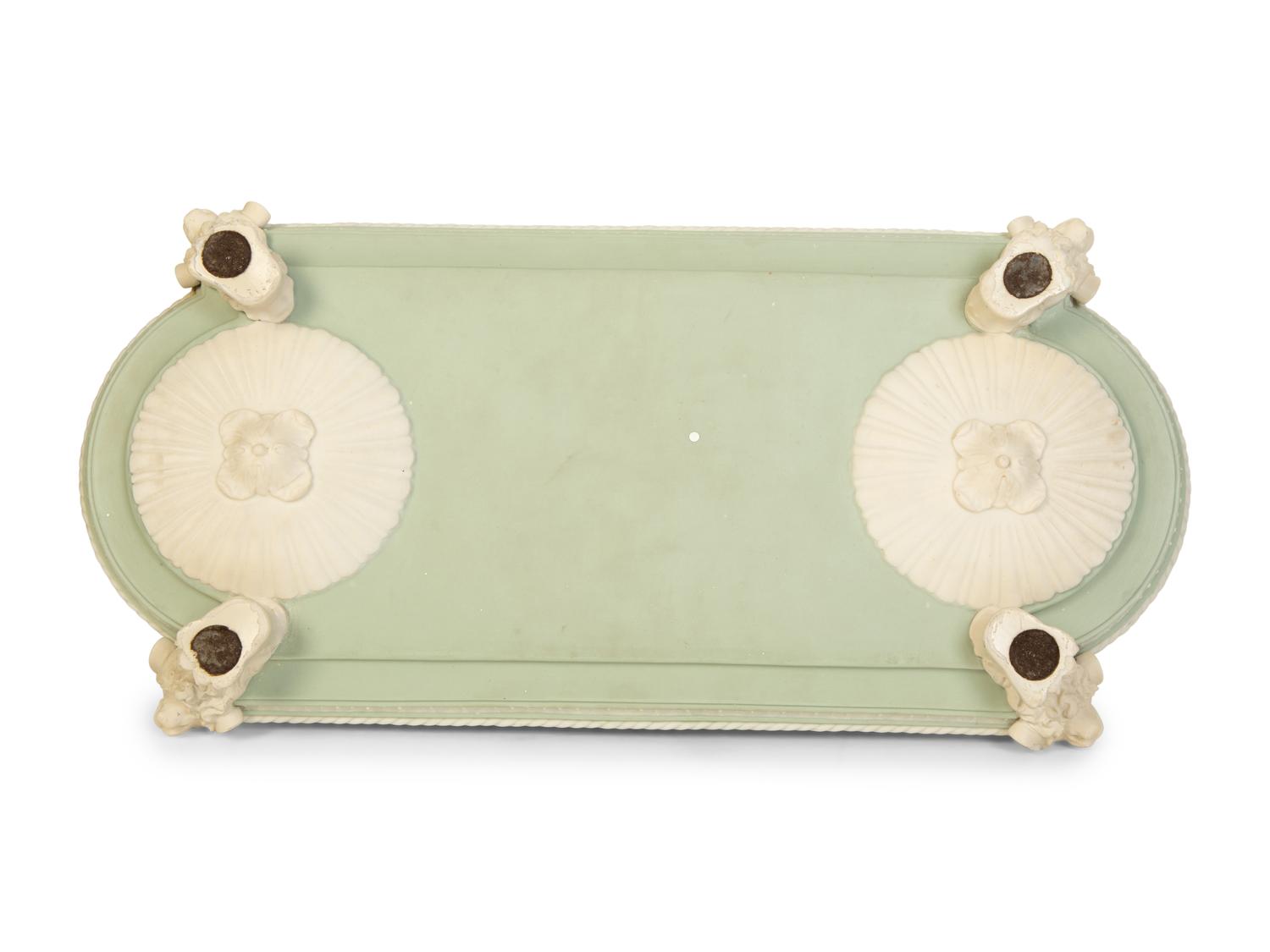 A Celadon Green and White Jasperware Jardinière