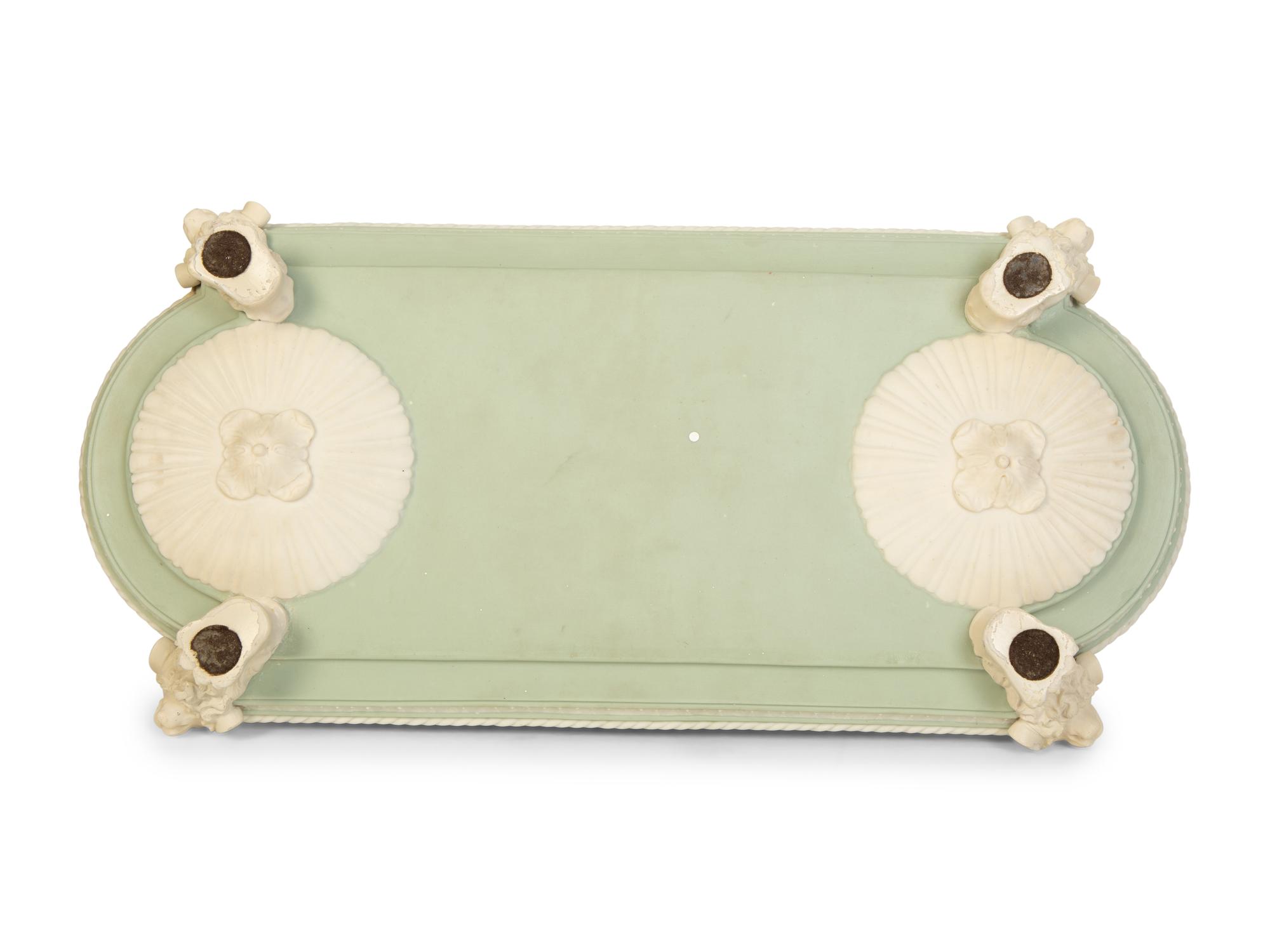 A Celadon Green and White Jasperware Jardinière