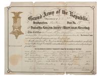 [CIVIL WAR] -- [GAR & UCV]. A group of 9 items, incl. photographs, certificates, and declaration of mourning.