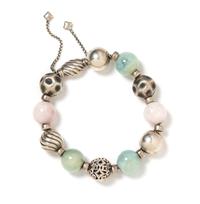 A Sterling Silver, Green Hardstone and Rose Quartz 'Elements' Bracelet, David Yurman, 28.95 dwts.