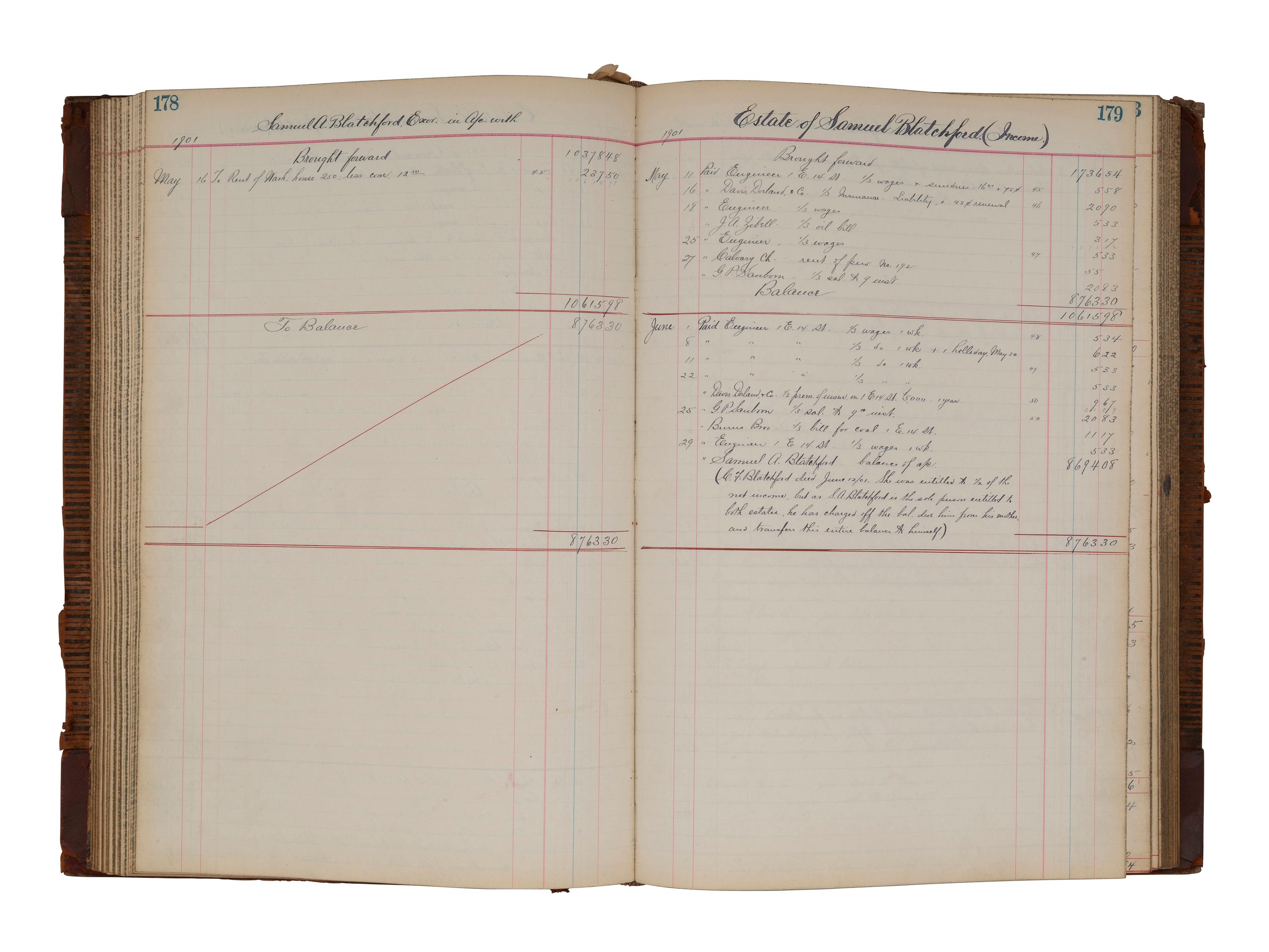 [US SUPREME COURT]. Blatchford family archive including documents, ledgers, photographs, and a silk menu signed by President Chester A. ARTHUR (1829-1886) and Supreme Court Justice Samuel Blatchford (1820-1893).