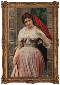 Portrait of a Woman with Red Fan