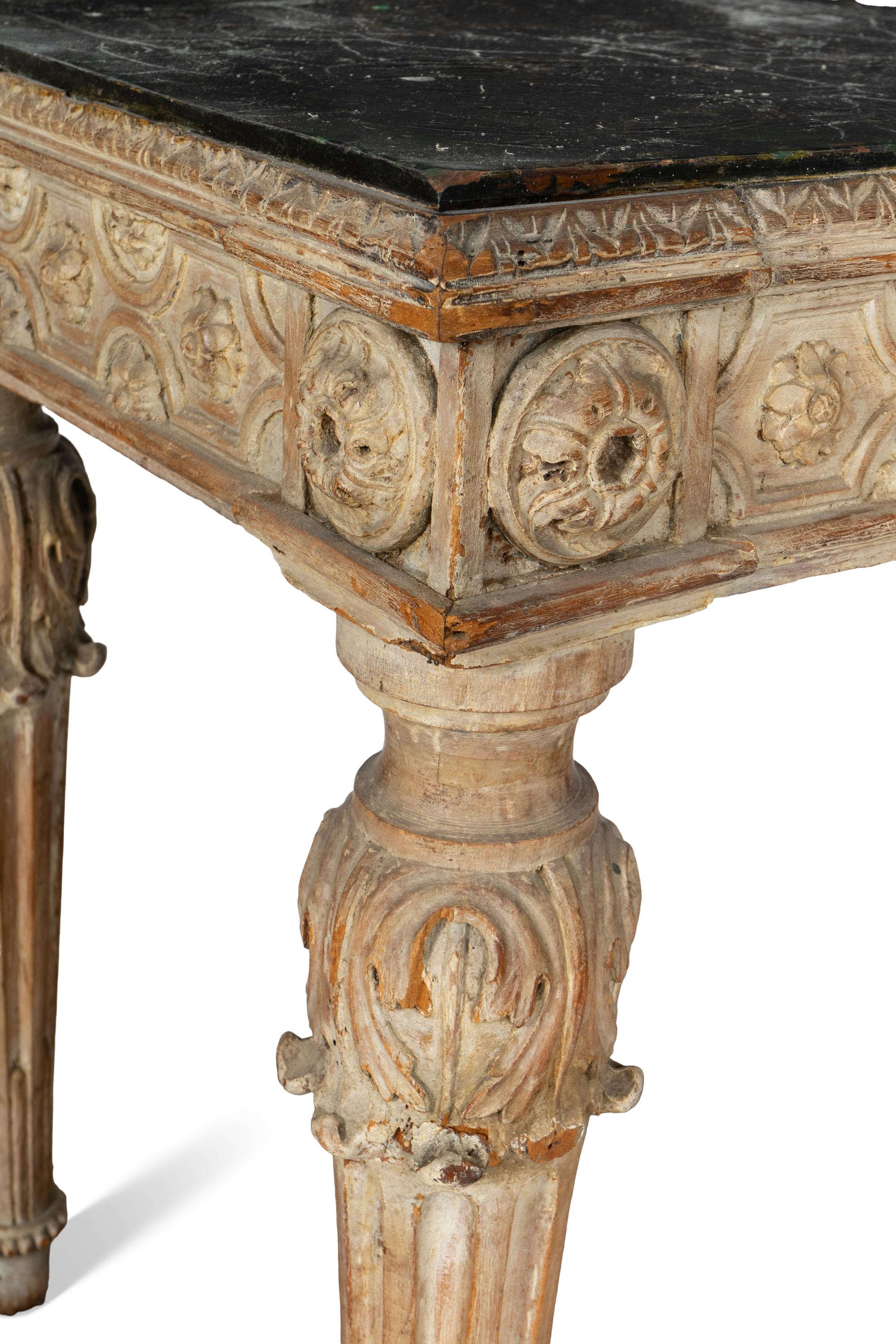 A North Italian Cream Painted and Parcel Gilt Console