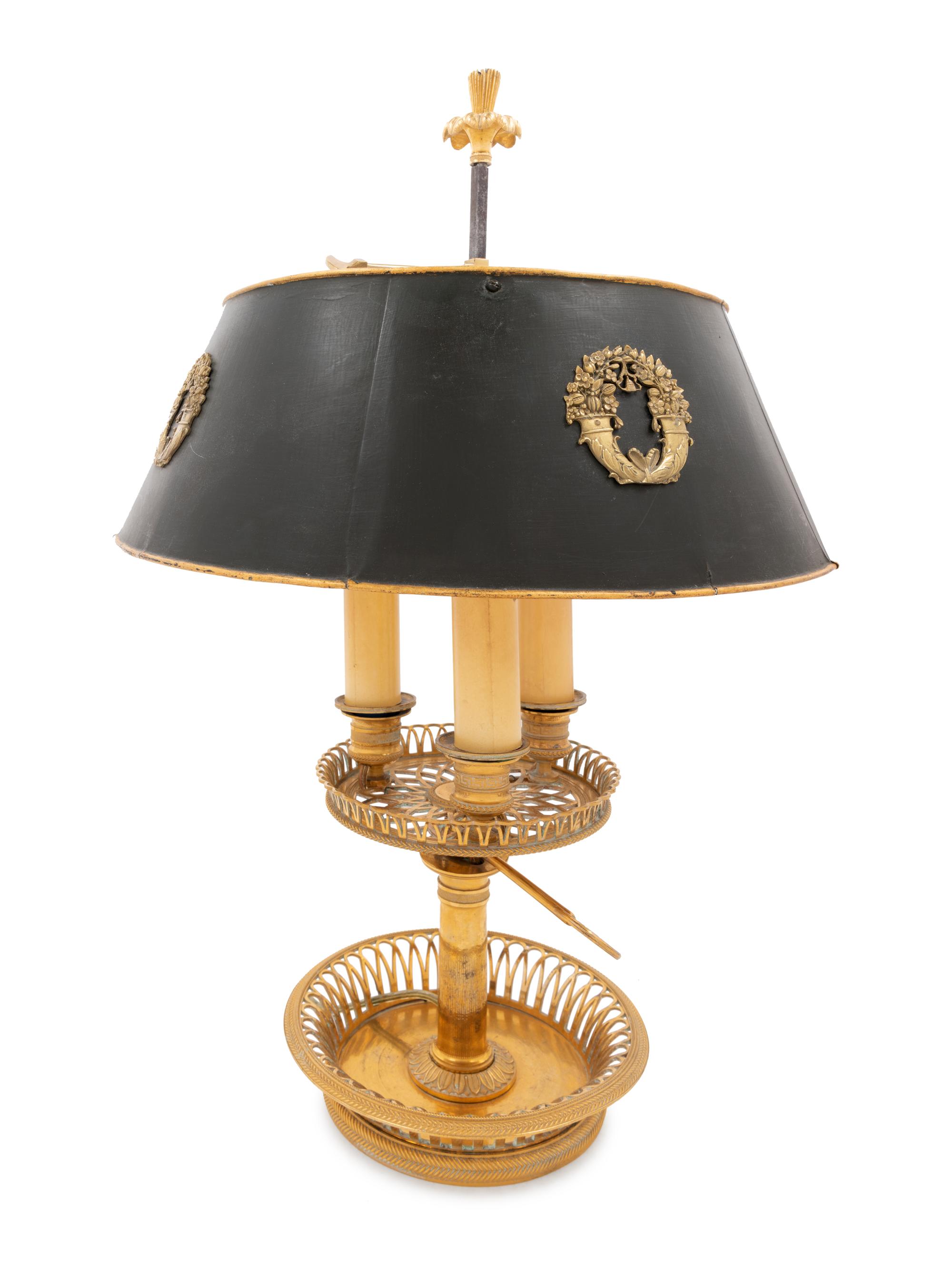 An Empire Style Brass Bouillotte Lamp