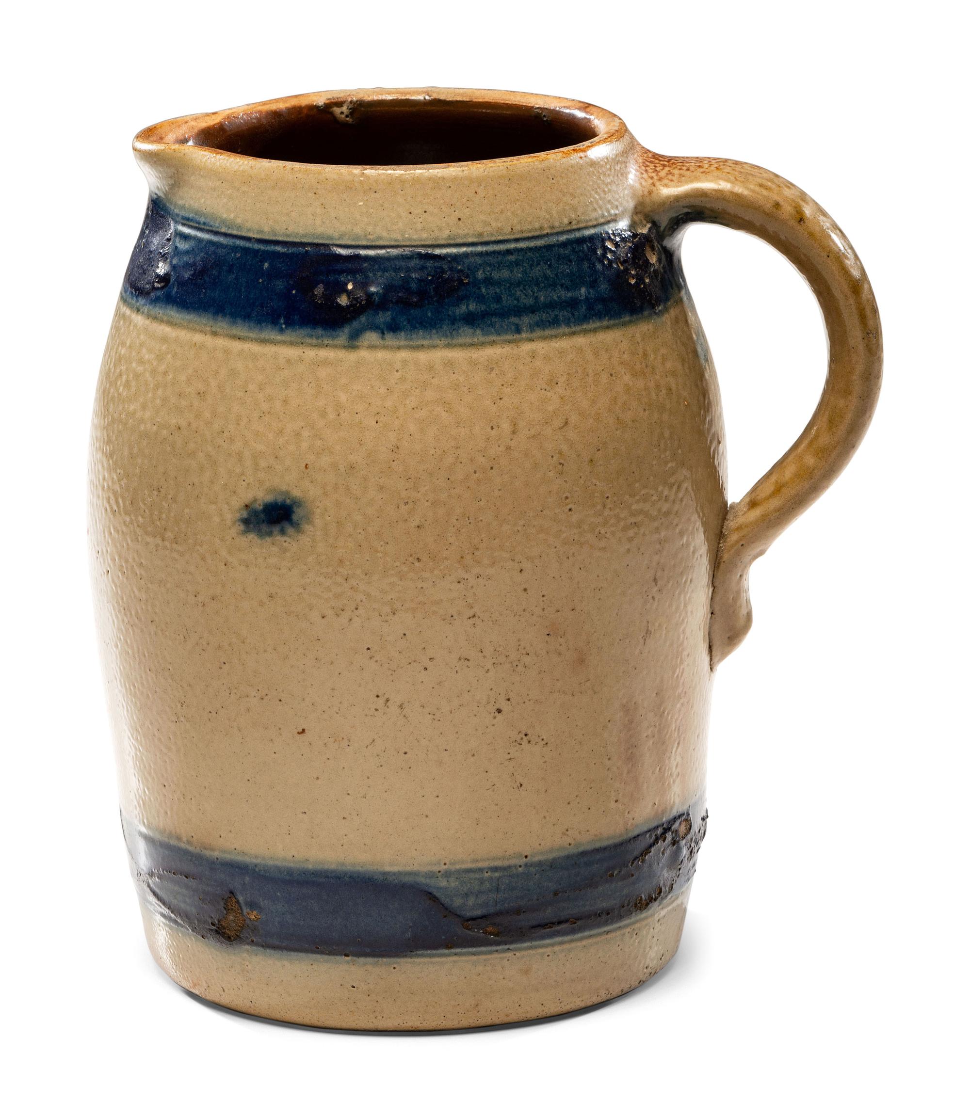 A Cobalt Decorated Stoneware Pitcher