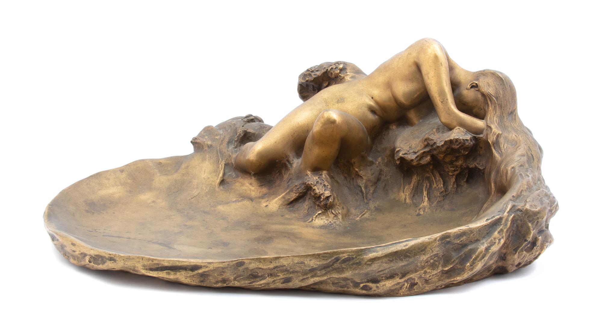 Jean Itasse-Broquet, (French, 1867-1941), Sleeping female nude on rocky border