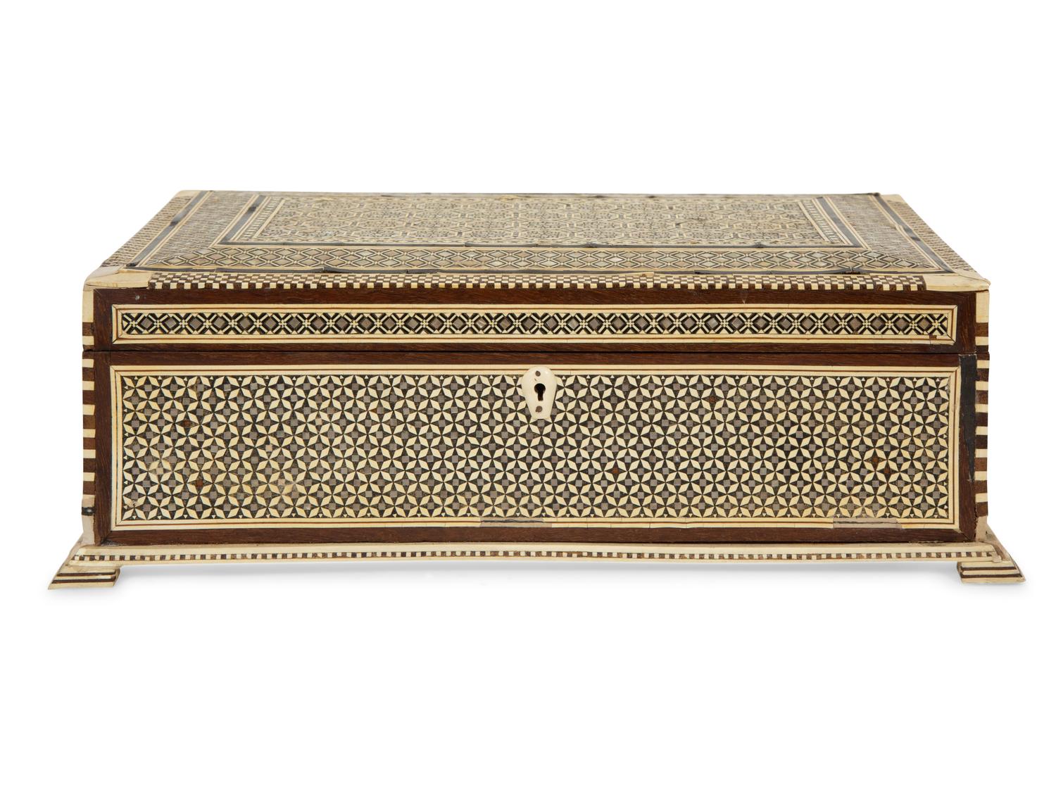 An Egyptian Mother-of-Pearl Parquetry Table Box