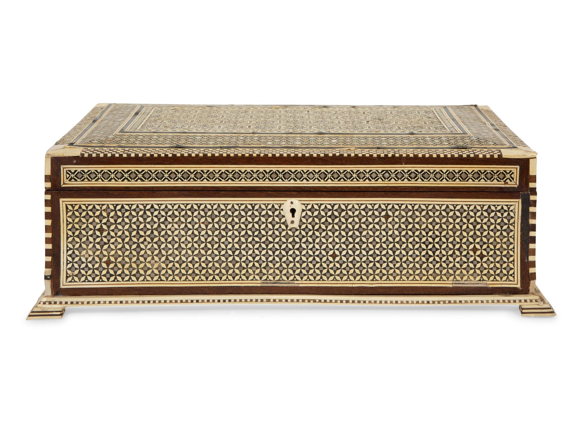 An Egyptian Mother-of-Pearl Parquetry Table Box