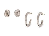 A Collection of White Gold and Diamond Earrings,