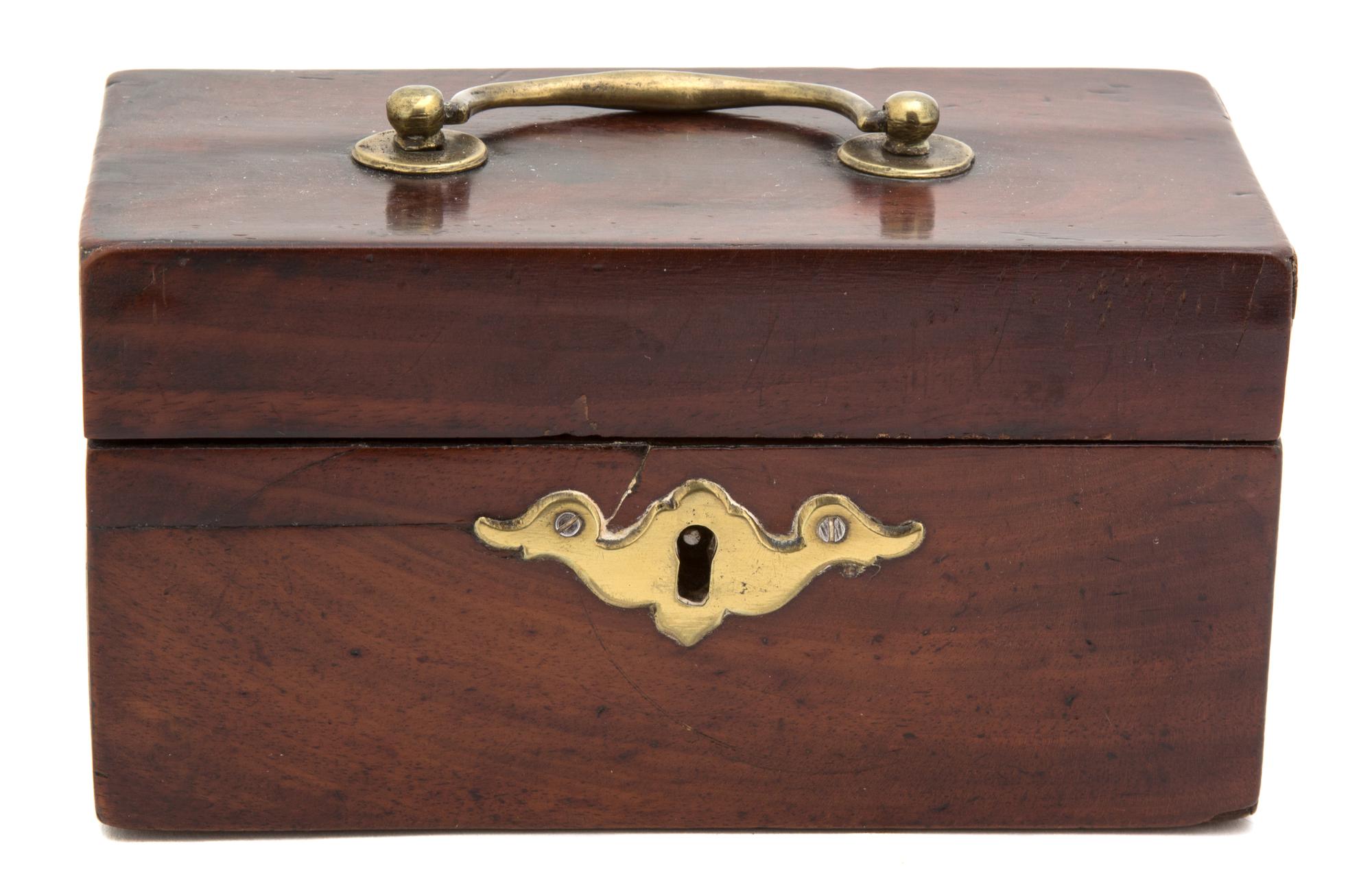 An English Brass Mounted Mahogany Box Height 3 1/4 inches — 20TH CENTURY