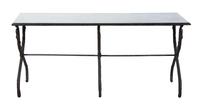 A Neoclassical Style Iron and Marble Console Table Height 28 x width 61 x depth 22 1/2 inches. — LATE 19TH CENTURY