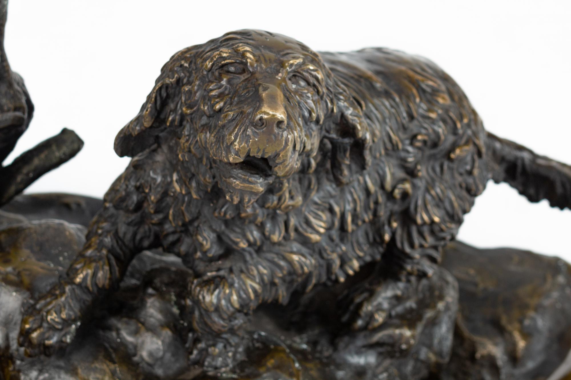 Patinated Bronze Dog Group
