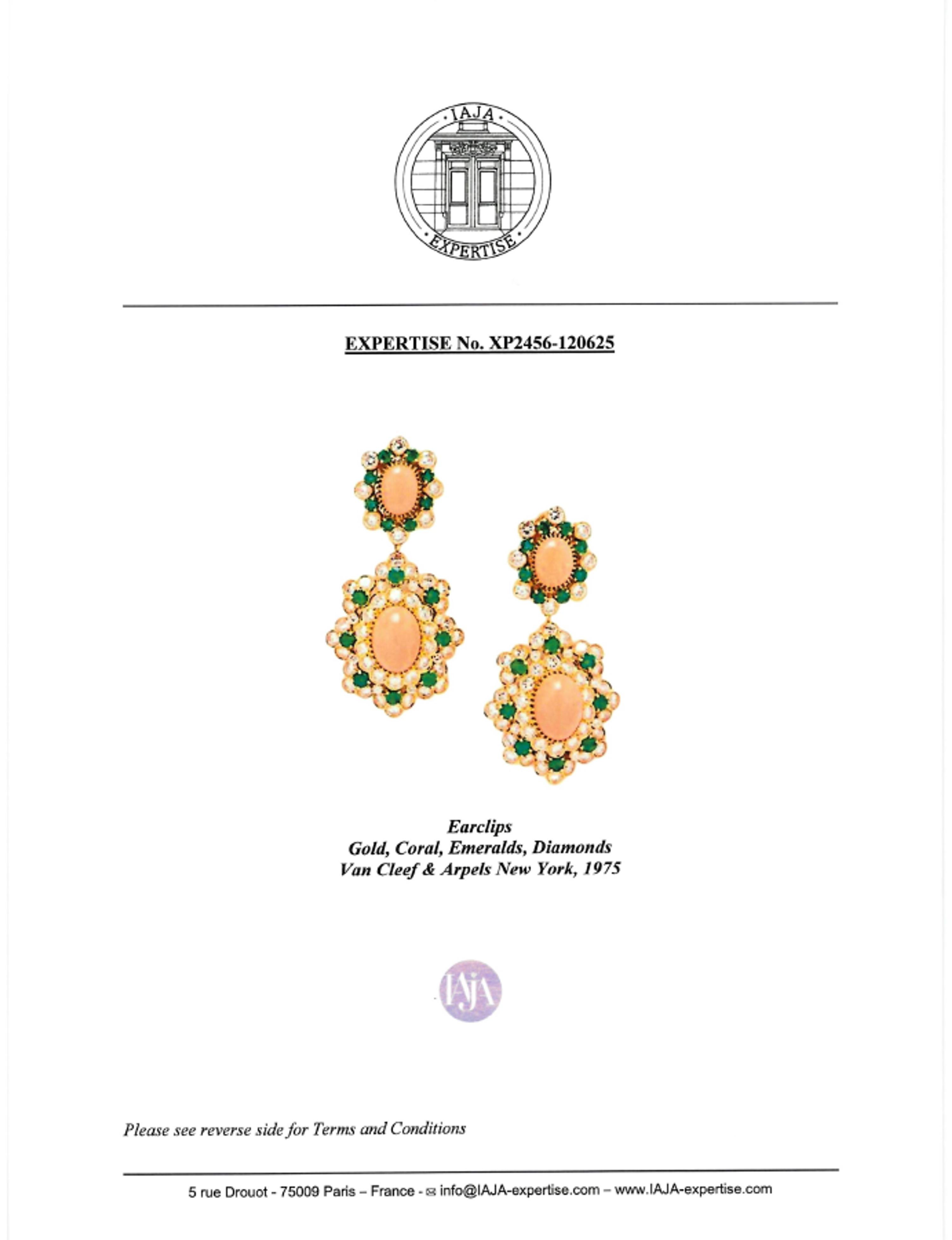 Van Cleef & Arpels, Coral, Diamond, and Emerald Jewelry Suite