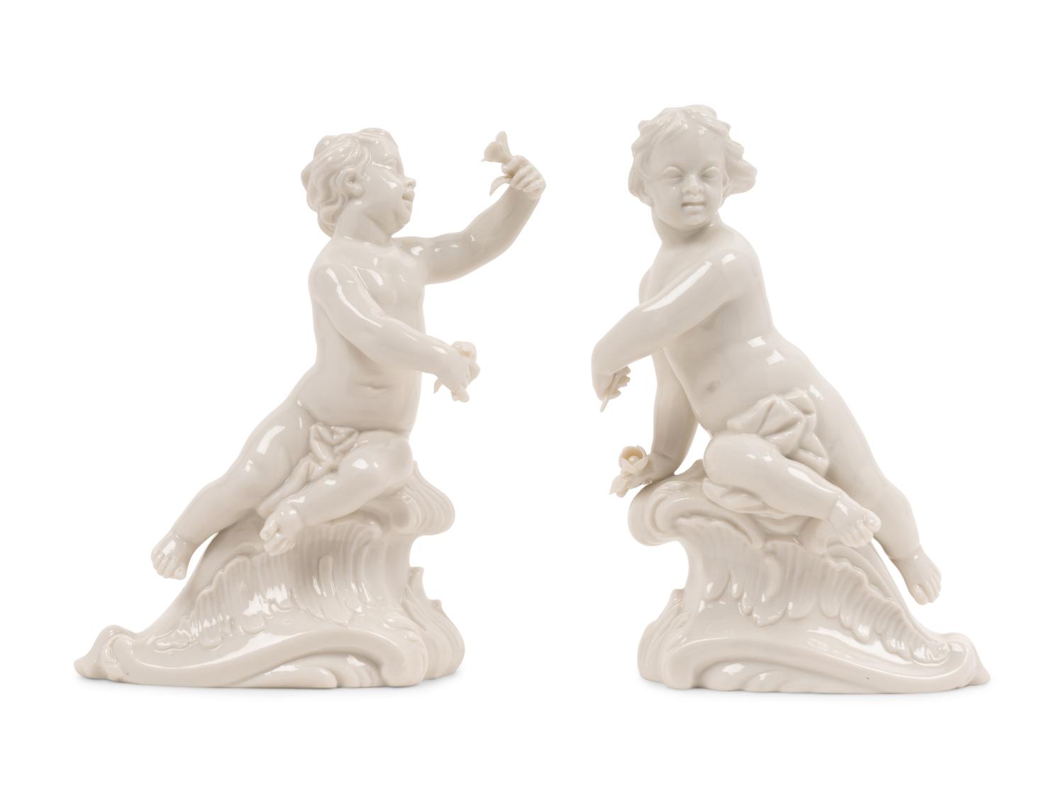 A Pair of Nymphenburg Porcelain Cherubs