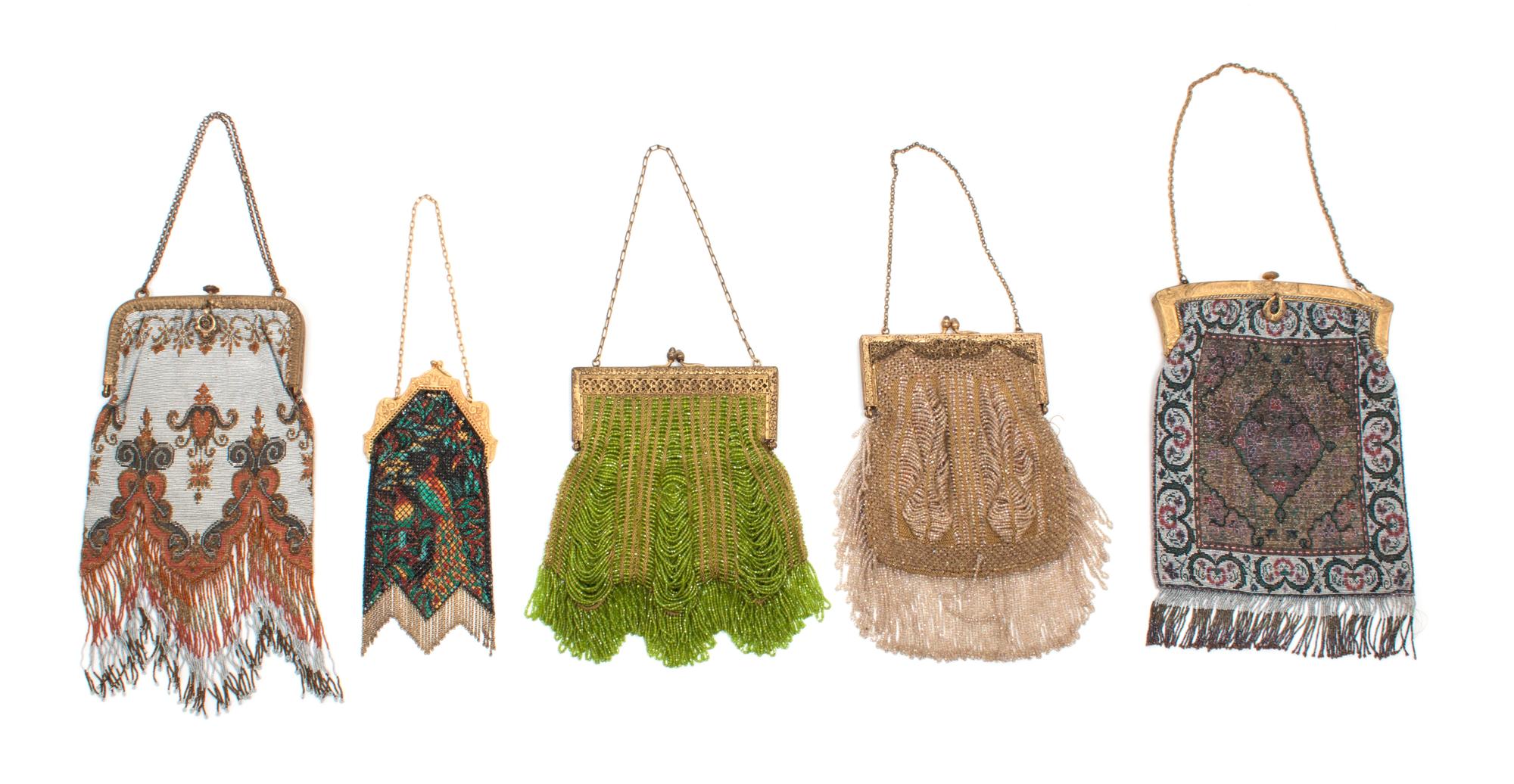 A Collection of Beaded Evening Bags Height of tallest 11 3/4 inches.