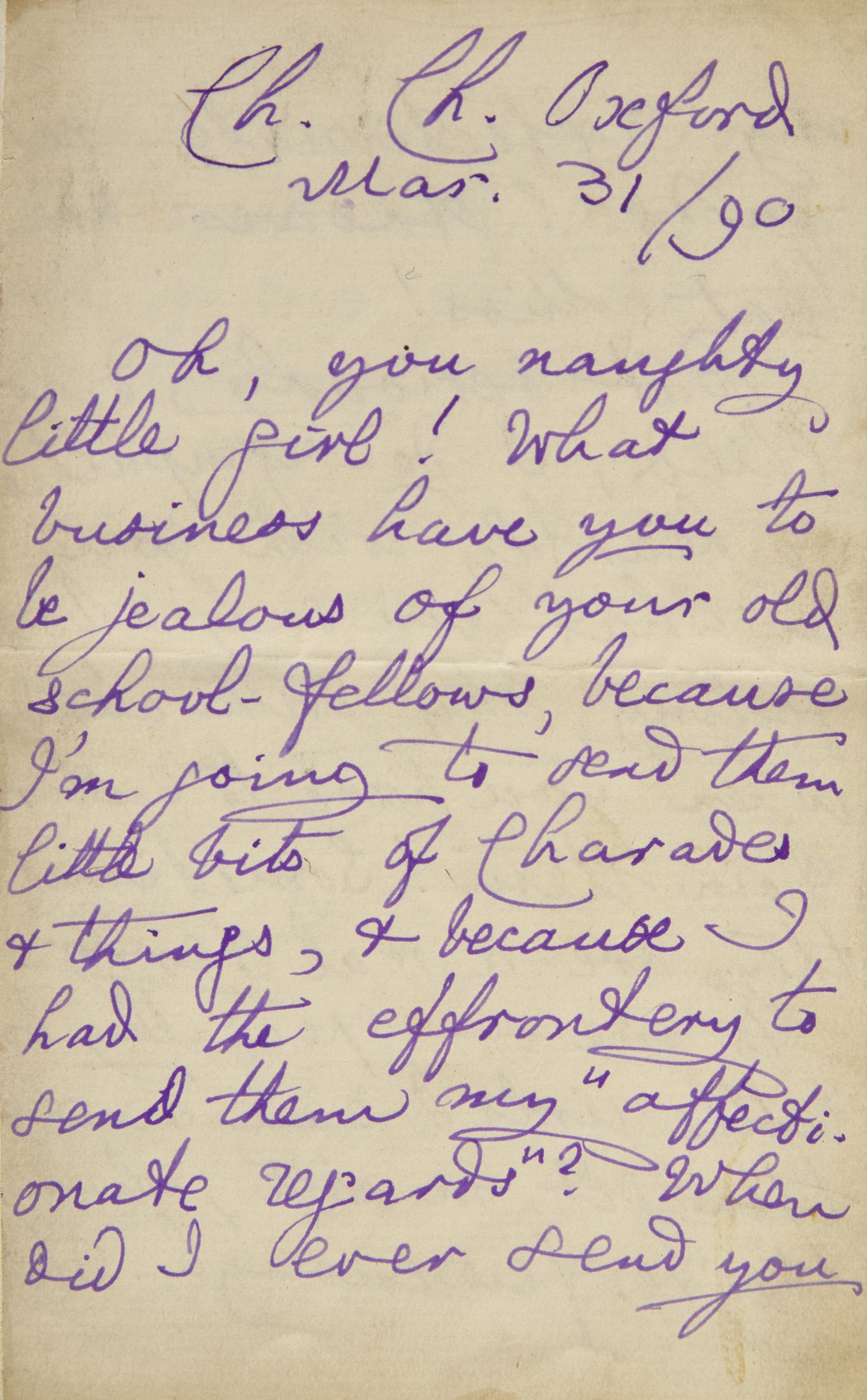 [Literature] Carroll, Lewis (Charles Lutwidge Dodgson). Autograph Letter, signed
