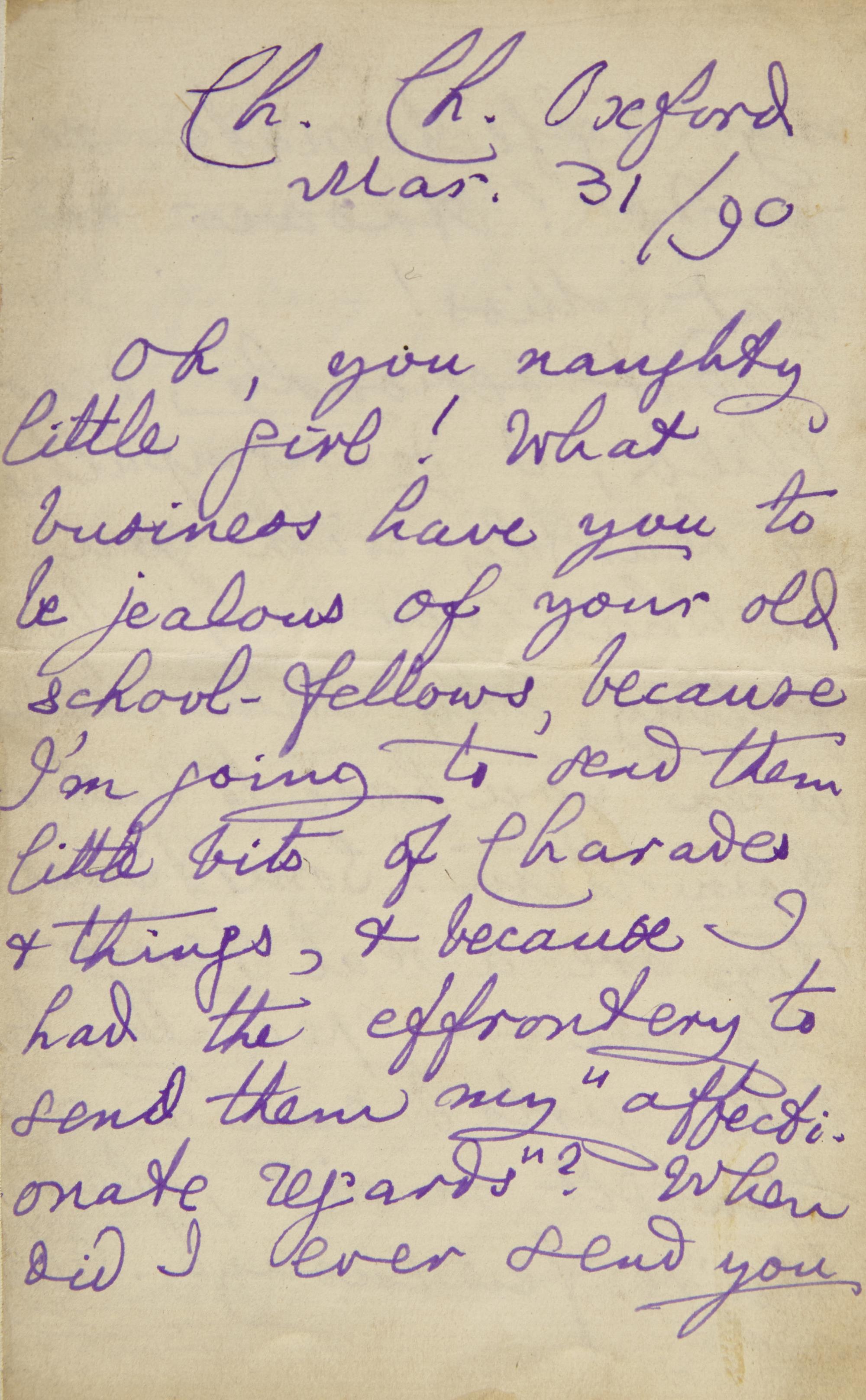 [Literature] Carroll, Lewis (Charles Lutwidge Dodgson). Autograph Letter, signed