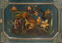 A Pair of Continental Polychrome Decorated Demilune Cabinets