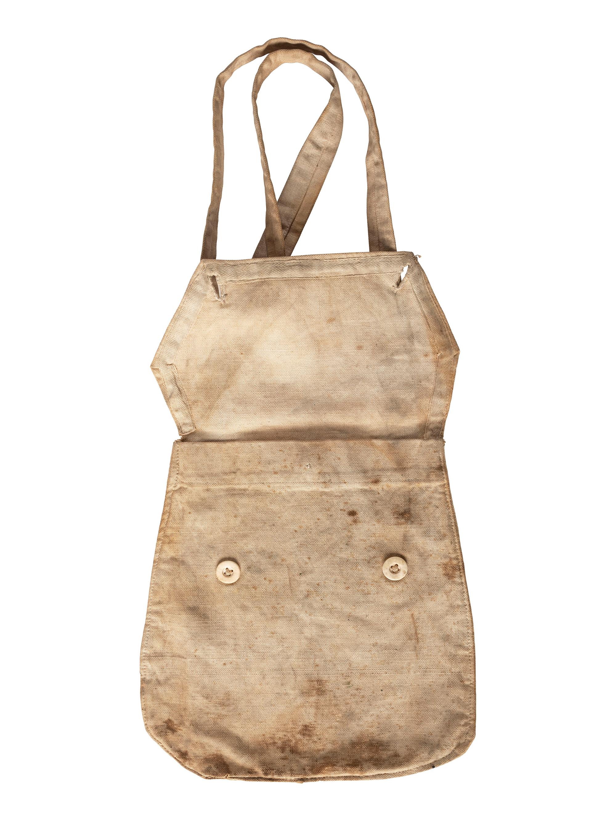 [CIVIL WAR]. White cotton haversack, likely prewar or early war militia issue.