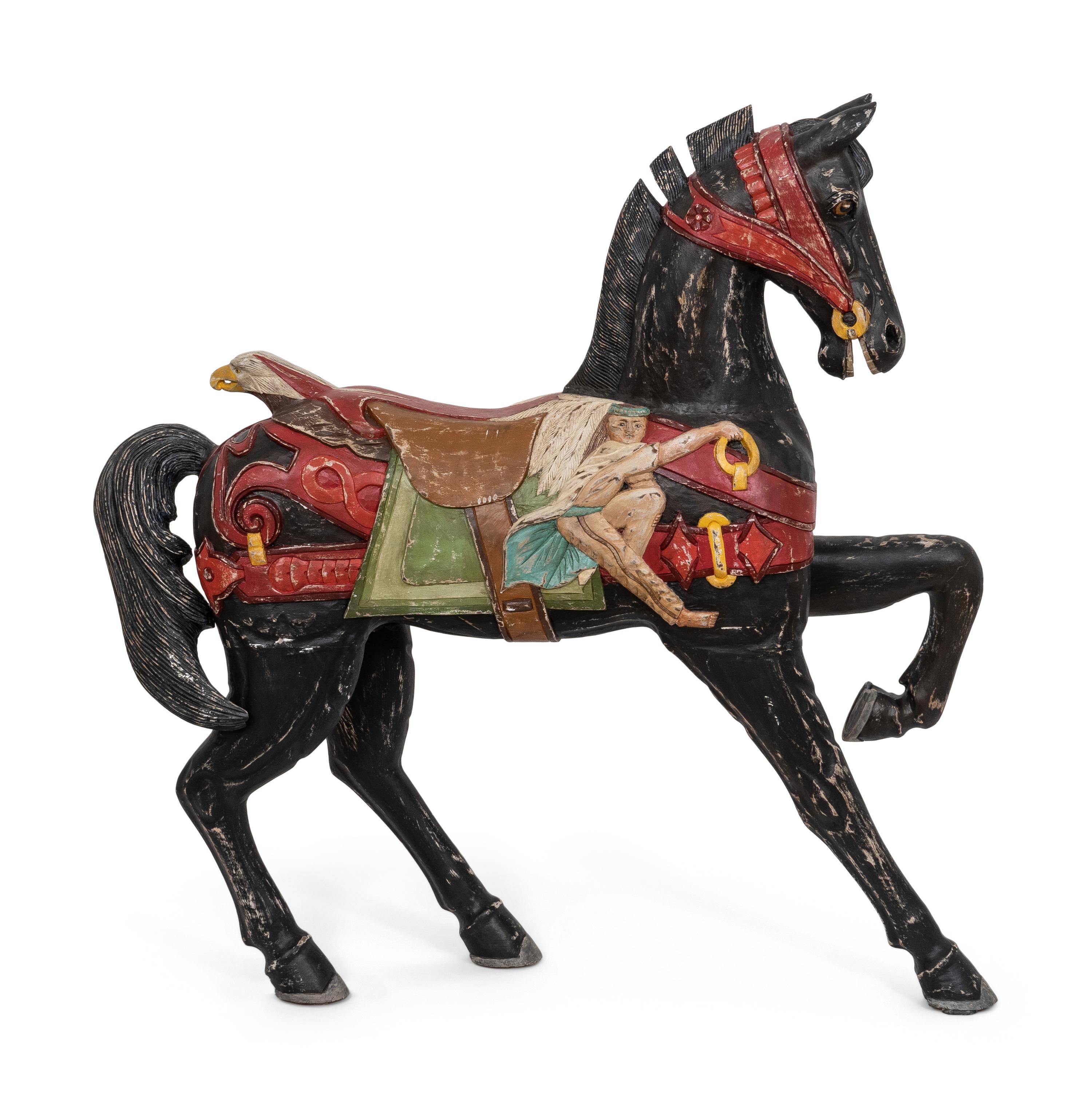 A Polychrome Decorated Standing Carousel Horse in the Manner of Gustave Dentzel
