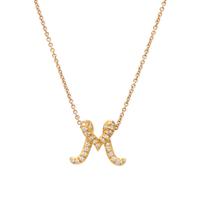 YELLOW GOLD AND DIAMOND 'M' NECKLACE