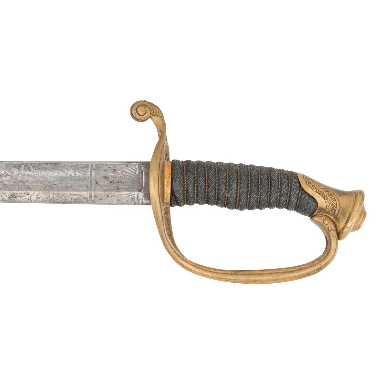 Imported US Model 1850 Foot Officers Sword Presented to Capt. E.R. Lee 11th CT from the Sharps Rifle Factory - KIA at New Bern with CDV