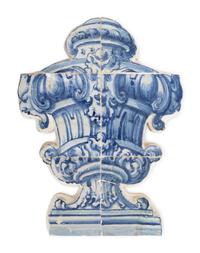 A Pair of Portuguese Tile Urn-Form Wall Appliqu és