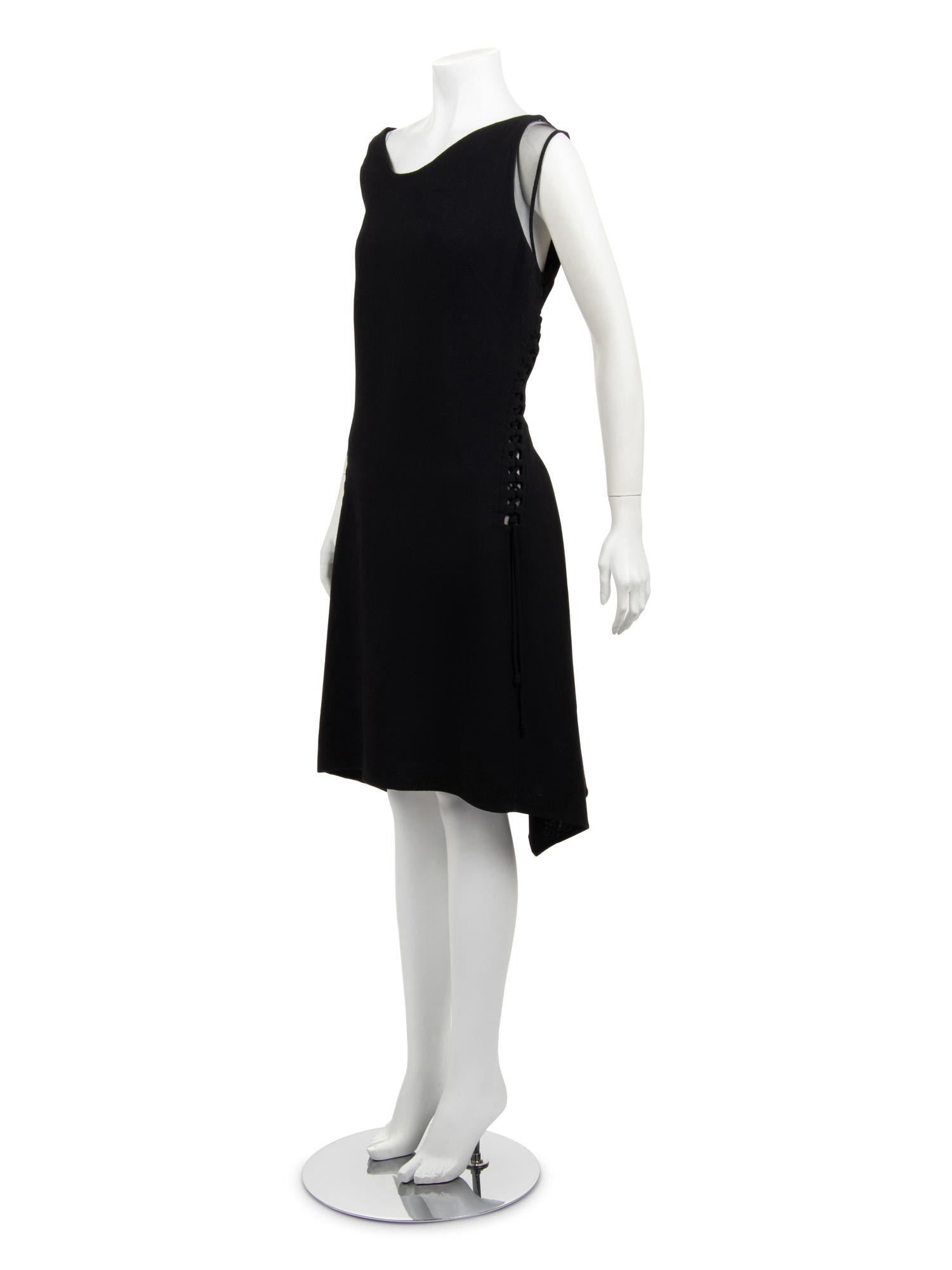 Ralph Rucci Wool Crepe Sleeveless Dress with Lace Up Details