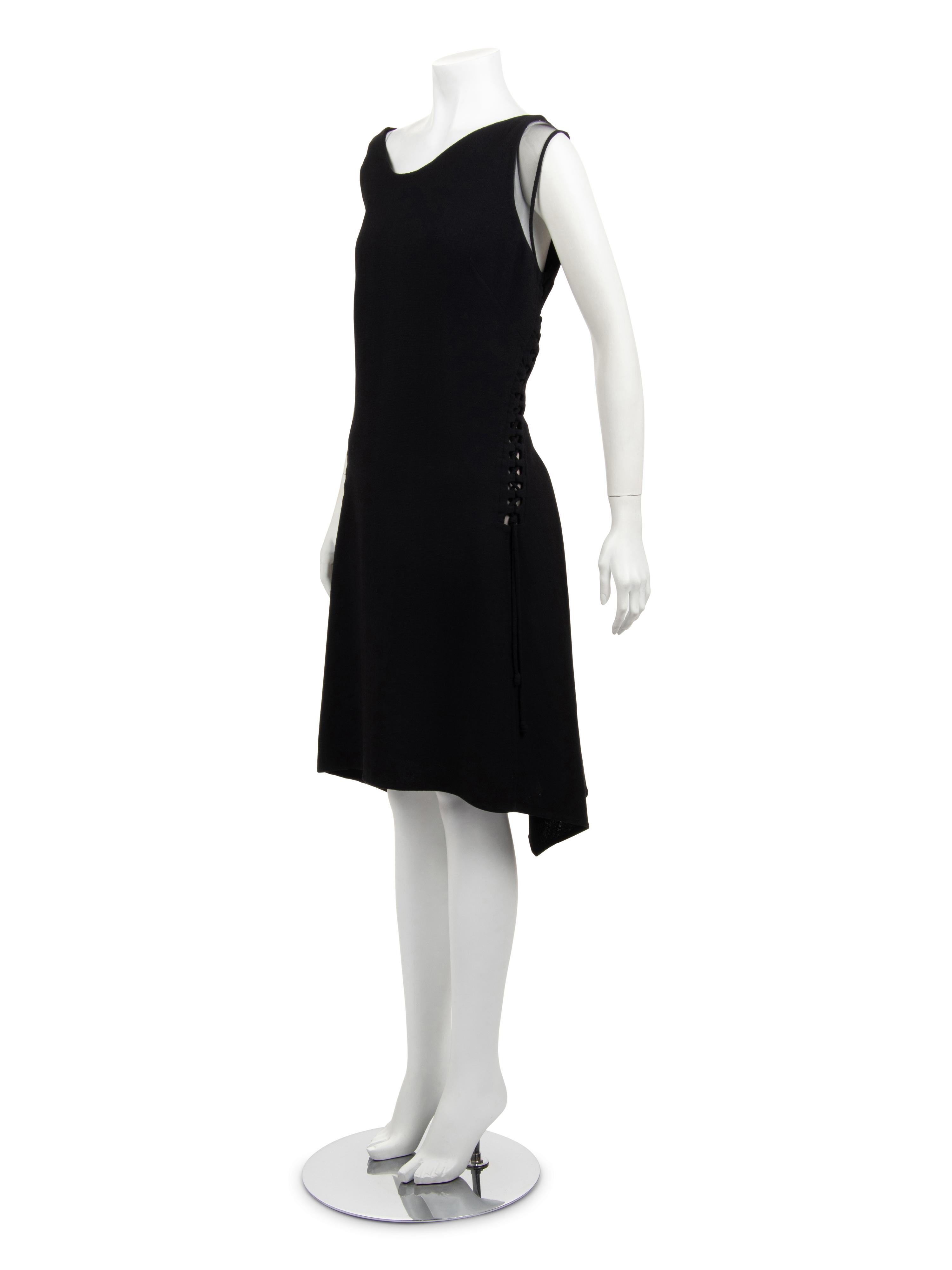 Ralph Rucci Wool Crepe Sleeveless Dress with Lace Up Details