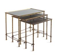 Style of Maison Bagues, FRANCE, c.1950, a set of three nesting tables