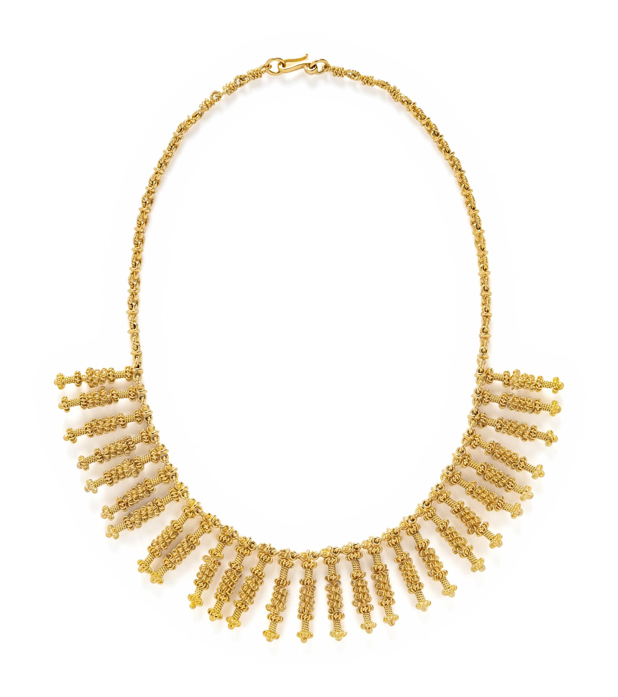 YELLOW GOLD FRINGE NECKLACE