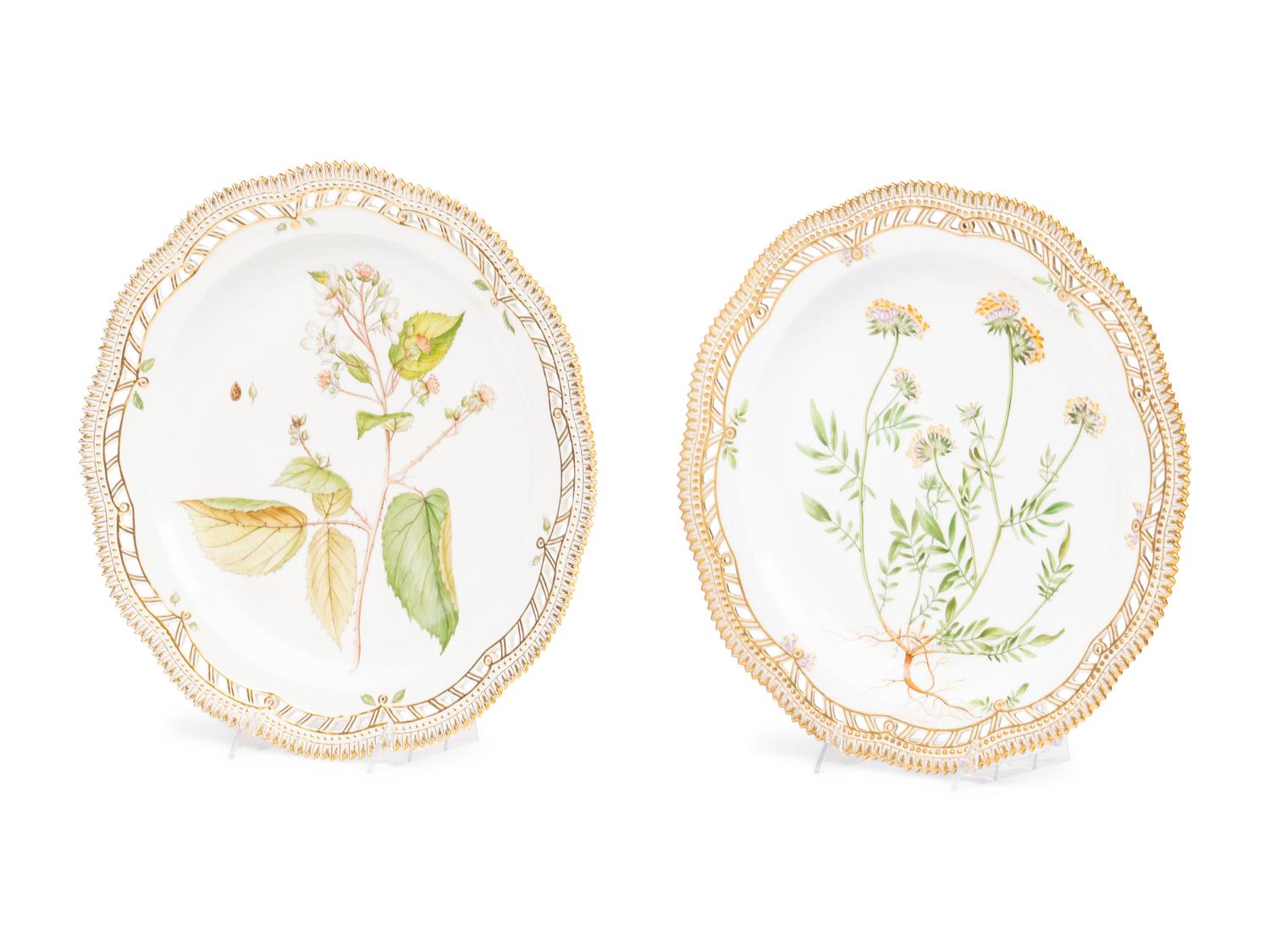 A Pair of Royal Copenhagen Flora Danica Reticulated Porcelain Platters